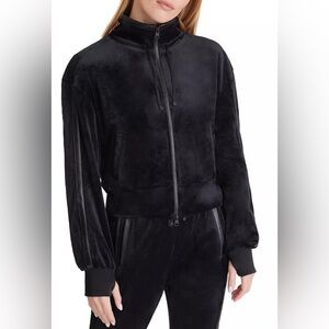 Plush Blanc Noir Sporty Velour jacket. Track jacket meets glamour. Warm & soft!